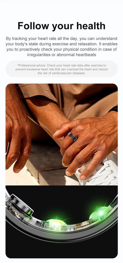 Smart Ring 5ATM Waterproof Multi-Sport Mode Health Monitoring Pedometer Activity Fitness Tracker Smart Ring Charging Box